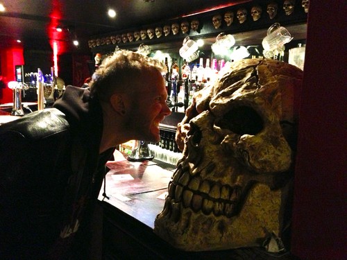 David is challenging the mutant skull for an angry face...