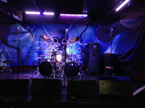 Stage setup in The Borderline, soundcheck