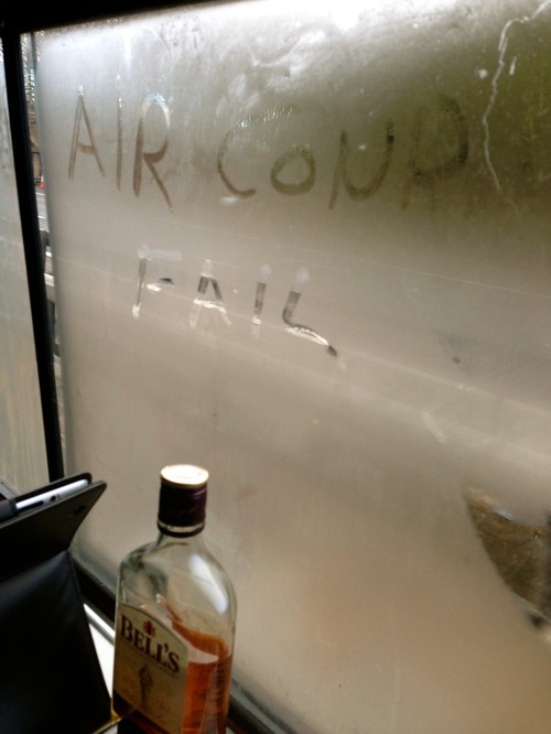 Air Condition Fail. Our touring van doesn't really have all the coolest features...