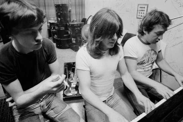 George, Malcolm and Angus Young in the studio (photo by Philip Morris)