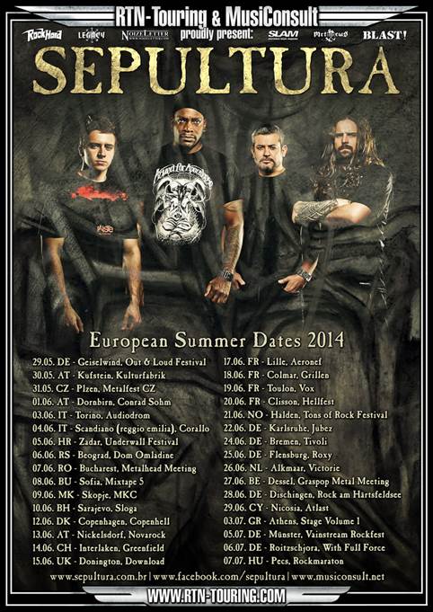 SEPULTURA – Summer tour 2014 confirmed