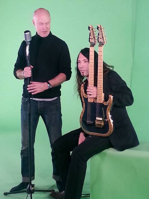 Mr Sauk and Douglas Blair, with his Original Blair Mutant Twin prototype c. 1990, Boss RC-2 looper