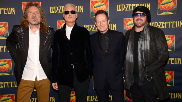 NEW YORK, NY - OCTOBER 09:  (Exclusive Coverage) Robert Plant, Jimmy Page, John Paul Jones and Jason Bonham attend the premiere of  "Led Zeppelin:  Celebration Day" at Ziegfeld Theatre on October 9, 2012 in New York City. Led Zeppelin's John Paul Jones, Jimmy Page, and Robert Plant along with Jason Bonham attend premiere of Celebration Day at Ziegfeld Theatre in New York. Celebration Day captures their 2007 tribute concert for Atlantic Records Founder Ahmet Ertegun at London's O2 Arena. Film will be released worldwide on October 17, 2012 by Omniverse Vision on 1,500 screens in over 40 territories, it will then be available in multiple video and audio formats on November 19, 2012.  (Photo by Kevin Mazur/Getty Images)