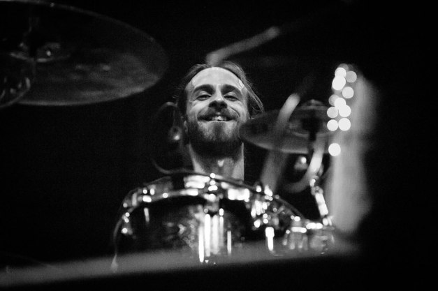 James Stewart behind the drum kit