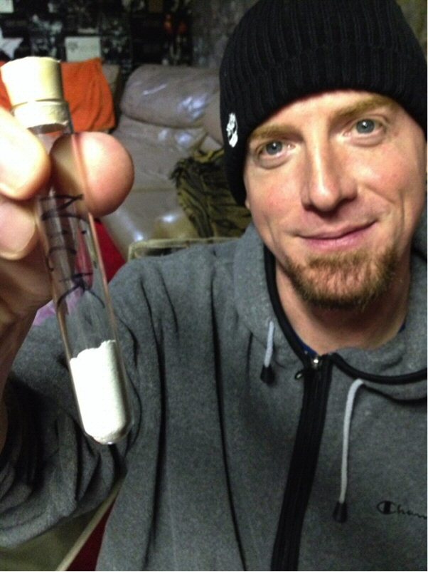 Dying Fetus Vocalist/Guitarist John Gallagher with fan Nick’s ashes