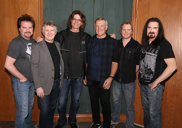 Rik Emmett with Alex Lifeson, James LaBrie, Gil Moore, Dave Dunlop and Steve Skingley - Photo by Mark Weiss