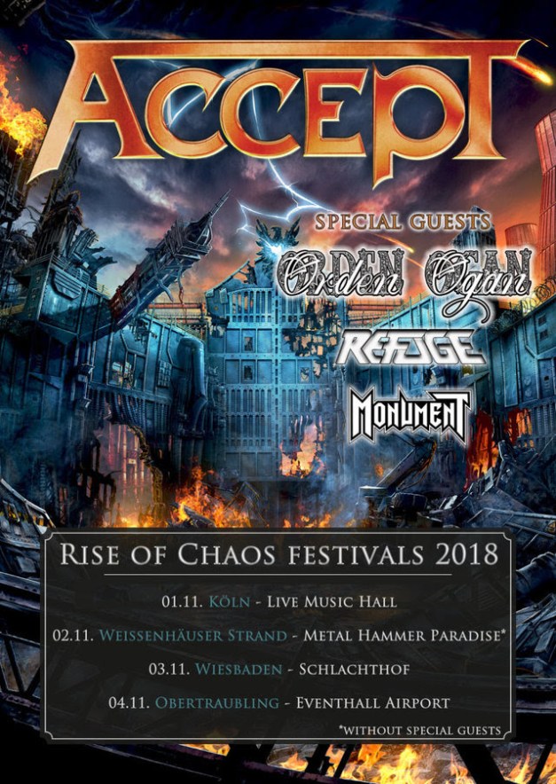 Accept Rise Of Chaos Festivals 2018